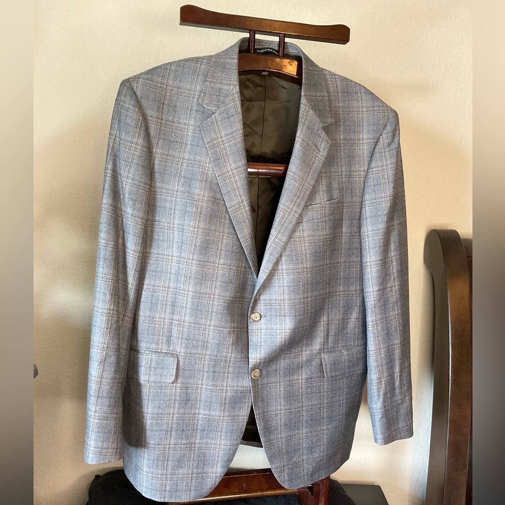Coppley Men’s 48R Gray Plaid Blazer – Reda 1865 Super 130’s Wool Sport Coat - Picture 2 of 11